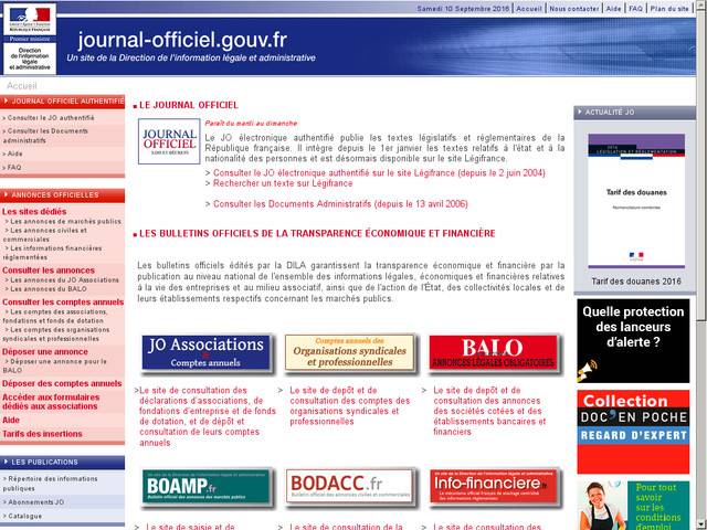 Site internet du journal officiel de la république française