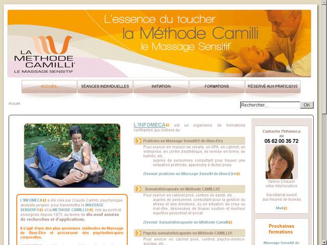 Site officiel du massage sensitif, de la méthode 
camilli et de l'infoméca