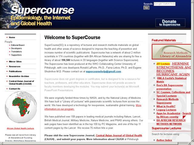 Super course : epidemiology, the internet and global 
health