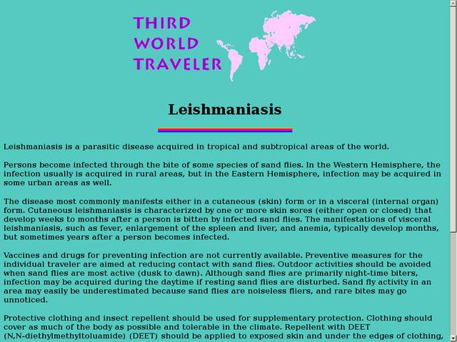 Third world traveler : leishmaniasis