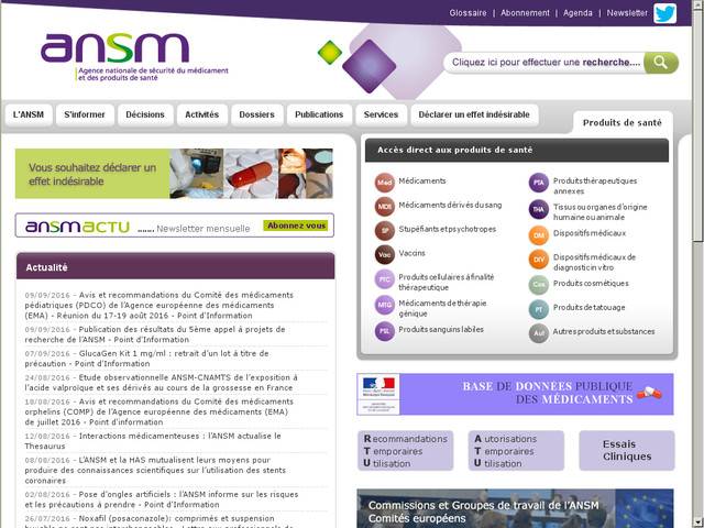 Ansm agence nationale de sécurité du médicament et des produits de santé