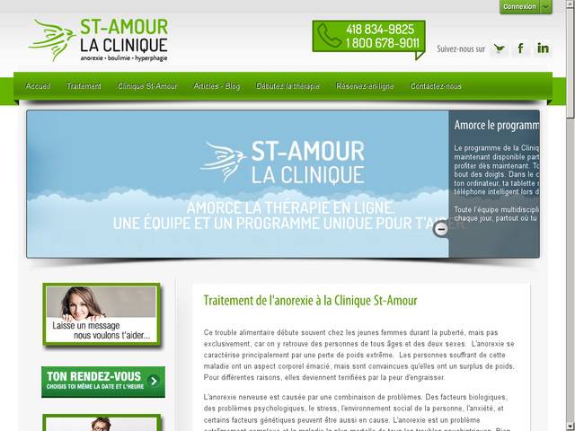 Clinique st-amour (canada) - centre de traitement de 
l'anorexie nerveuse, la boulimie et autres troubles de 
l'alimentation