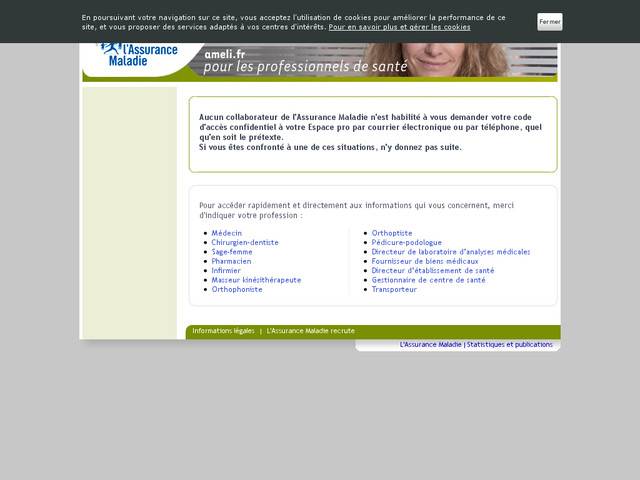 Ameli.fr, l'espace pro du site de l'assurance maladie