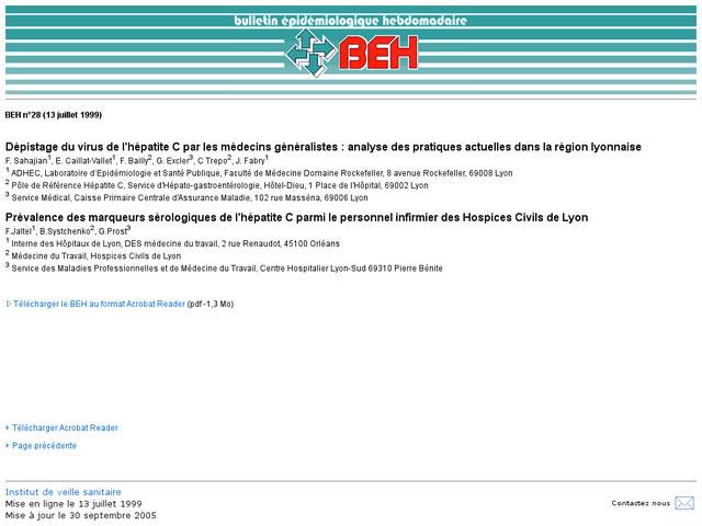 Dépistage du virus de l'hépatite c par les médecins 
généralistes