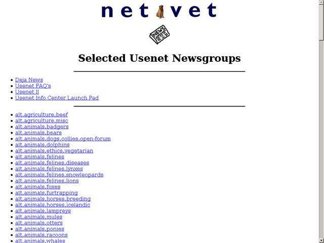 Electronic zoo - selected usenet sites