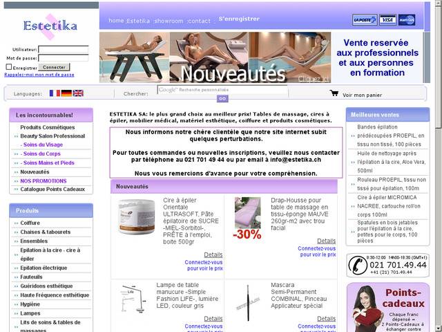 Estetika s.a.-lits,fauteuils et accessoires pour le secteur médical,paramédical et esthétique