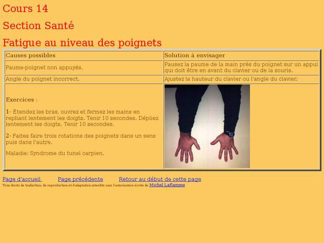 Fatigue au niveau des poignets