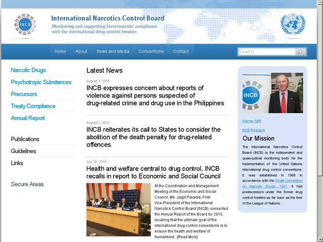 Incb - oics organe international de contrôle des 
stupéfiants
