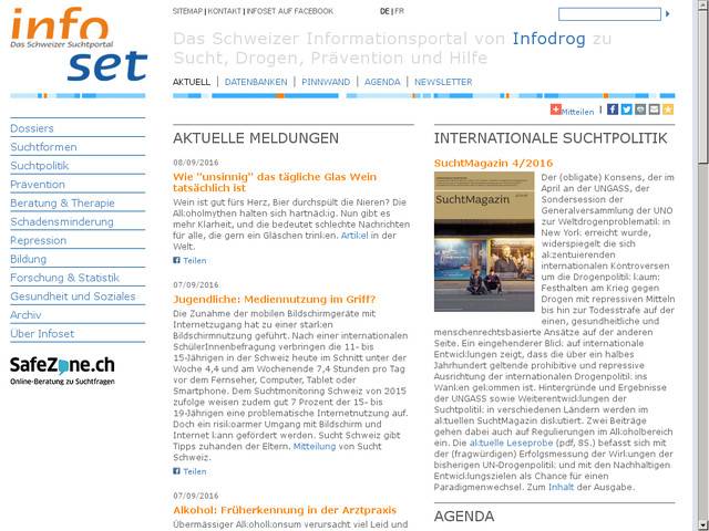 Infoset direct - information et communication sur les 
drogues et les toxicodépendances