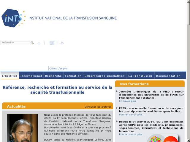 Ints : institut national de la transfusion sanguine