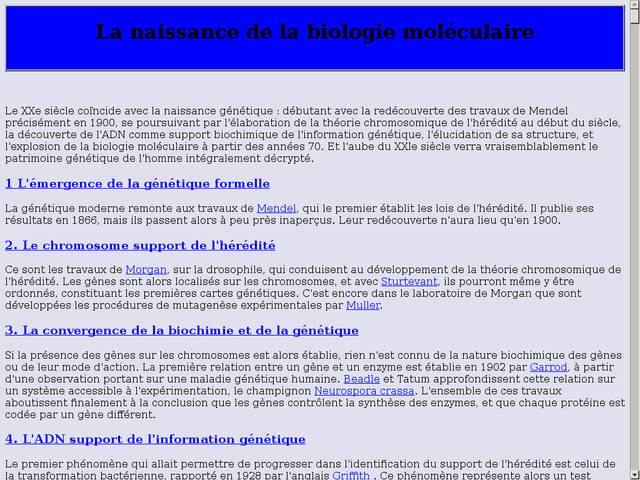 La naissance de la biologie moléculaire