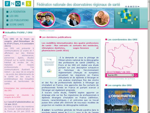 Le site de la fédération nationale des observatoires régionaux de la santé