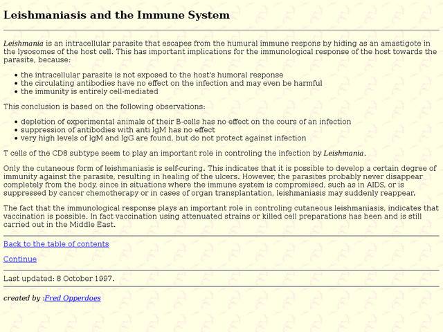 Leishmaniasis and the immune system