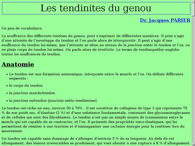 Les tendinites du genou
