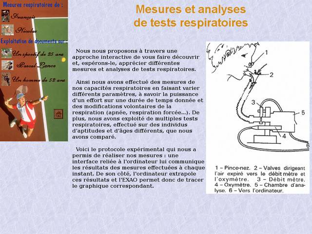 Mesure et analyse des tests respiratoires.