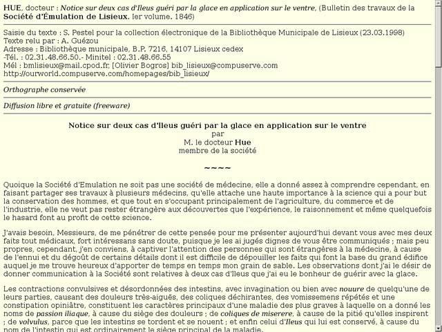 Notice sur deux cas d'ileus guéri par la glace en 
application sur le ventre.