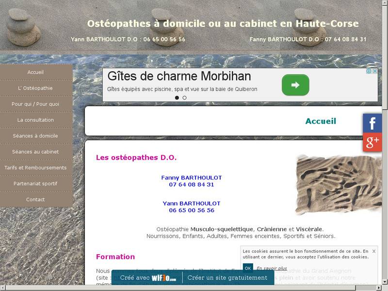 Ostéopathes D.O. à domicile en Haute-Corse - Fanny et Yann BARTHOULOT