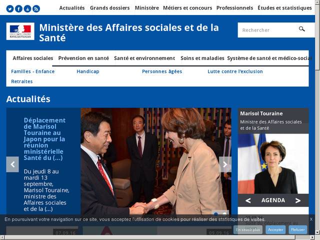 Site du ministère de l'emploi et de la solidarité, et du secrétariat d'etat à la santé.