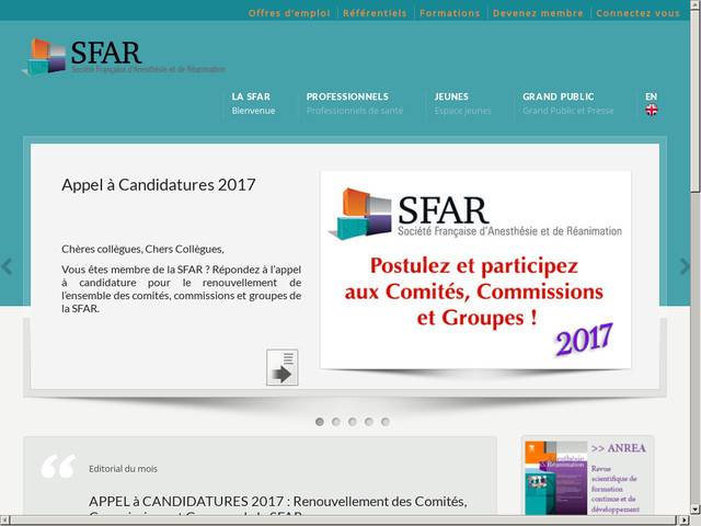 Sfar société française d'anesthésie et de réanimation