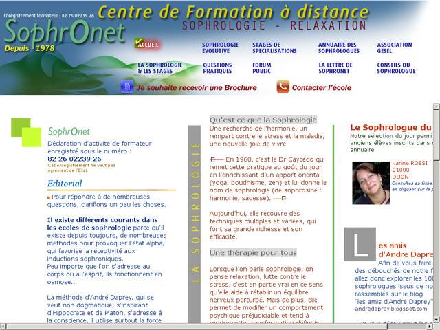 Sophronet - centre d'information sur la relaxation, la 
sophrologie et les médecines douces