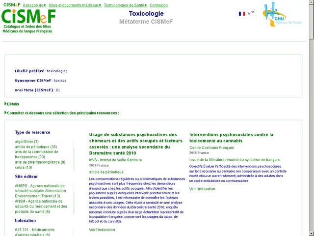 Toxicologie, alcoolisme & toxicomanie en france