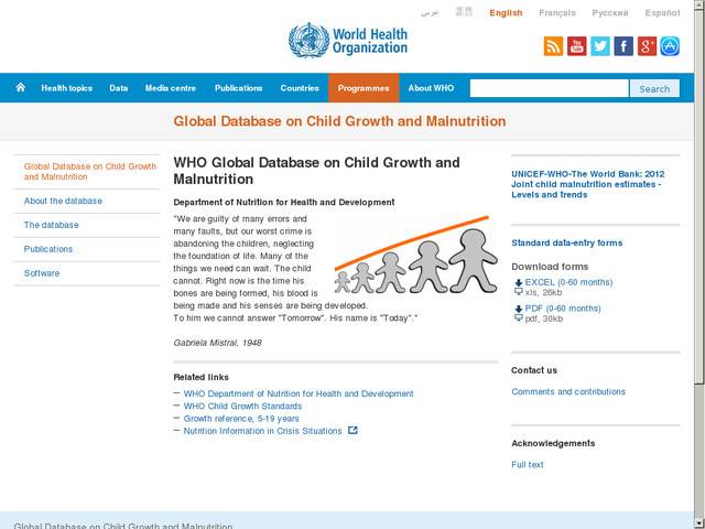 Who global database on child growth and malnutrition