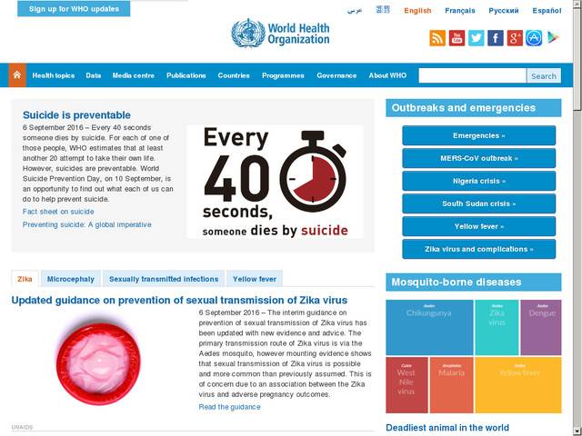 World health organization www home page