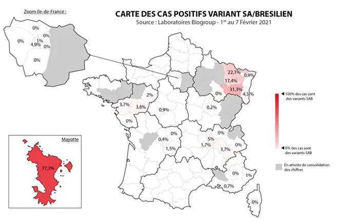 Coronavirus : la carte de prévalence des variants par Biogroup