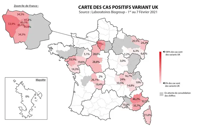 Coronavirus : la carte de prévalence des variants par Biogroup