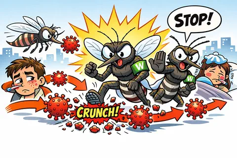 &Agrave; Singapour, des l&acirc;chers de moustiques m&acirc;les porteurs de wolbachia r&eacute;duisent nettement le risque de dengue