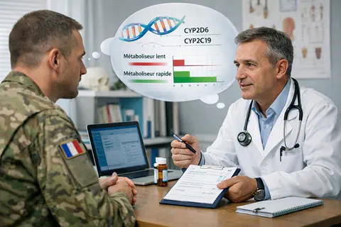 PSYGEN, un test pharmacog&eacute;n&eacute;tique pour mieux tol&eacute;rer les antid&eacute;presseurs : premiers signaux chez des militaires